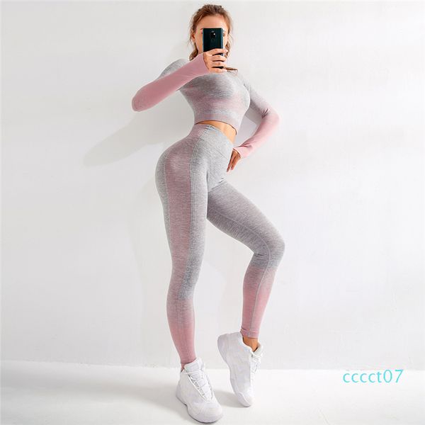 seamless rib yoga set sport outfits women two 2 piece dry fit tight long sleeve crop leggings workout gym suit fitness sets ct07, White;red
seamless rib yoga set sport outfits women two 2 piece dry fit tight long sleeve crop leggings workout gym suit fitness sets ct07, White;red