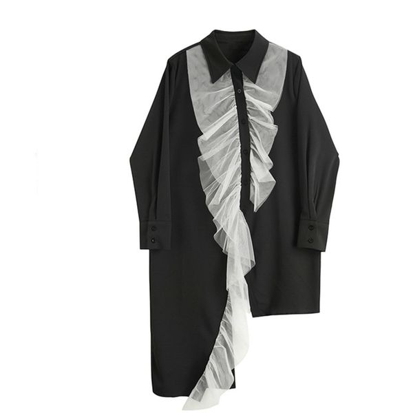 sharezz 2020 spring summer new black shirt dress mesh patchwork asymmetry long sleeve loose fit fashion casual dresses women, White
sharezz 2020 spring summer new black shirt dress mesh patchwork asymmetry long sleeve loose fit fashion casual dresses women, White