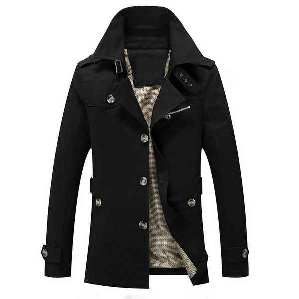 men's wool & blends outdoor autumn and winter selling jacket is korean-style slim fit washed cotton trench coat, Black
men's wool & blends outdoor autumn and winter selling jacket is korean-style slim fit washed cotton trench coat, Black