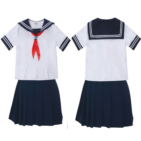 japanese high school girls sailor uniform dress shirt skirt set cosplay costume, Black;red
japanese high school girls sailor uniform dress shirt skirt set cosplay costume, Black;red