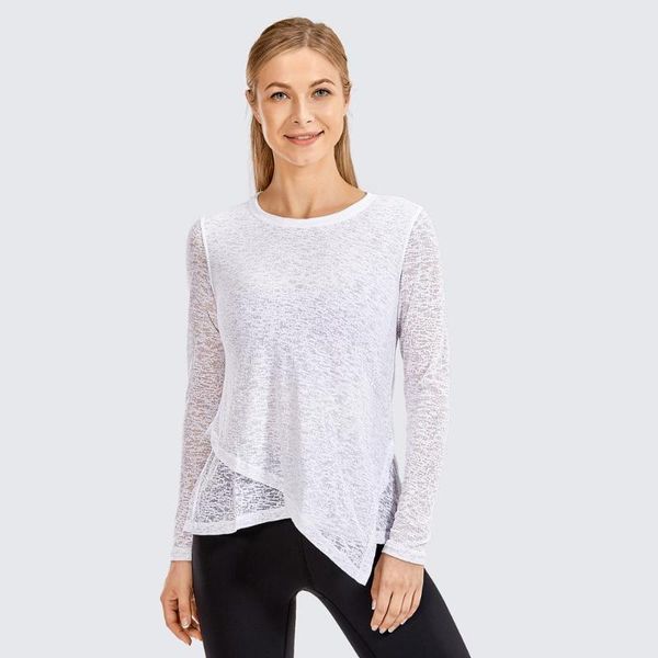 women's burnout cotton yoga tee sports shirt classic fit double layer long sleeve top, White;red
women's burnout cotton yoga tee sports shirt classic fit double layer long sleeve top, White;red