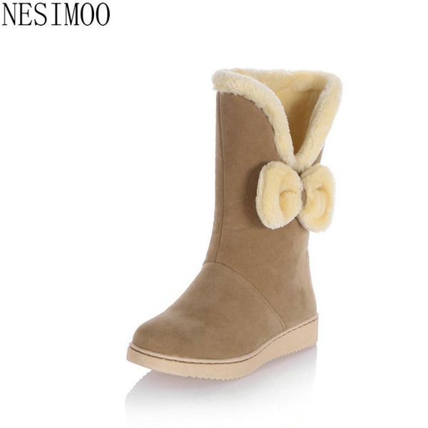 nesimoo 2021 butterfly-knot slip on women shoes flock keep warm mid calf boots wedge heel round toe winter snow boots size 34-39, Black
nesimoo 2021 butterfly-knot slip on women shoes flock keep warm mid calf boots wedge heel round toe winter snow boots size 34-39, Black