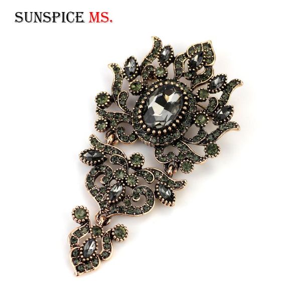 sunspicems gray crystal women brooch pins vintage turkish wedding jewelry antique gold color alloy family banquet gift
sunspicems gray crystal women brooch pins vintage turkish wedding jewelry antique gold color alloy family banquet gift