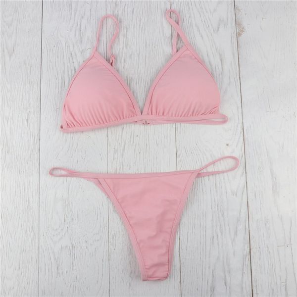 two pieces swimsuit beachwear women bikinis solid pink white padded bra g string thong bikini micro swimwear summer bathing suit biquini, White;black
two pieces swimsuit beachwear women bikinis solid pink white padded bra g string thong bikini micro swimwear summer bathing suit biquini, White;black