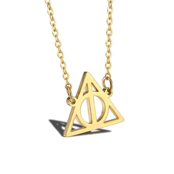 women necklace stainless steel gold chain jewelry accessories triangle inspired deathly hallows movie pendant necklaces, Silver
women necklace stainless steel gold chain jewelry accessories triangle inspired deathly hallows movie pendant necklaces, Silver