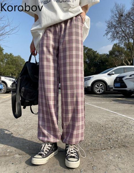 korobov korean plaid sweatpants femme vintage chic high waist women trousers autumn streetwear harajuku wide leg pants, Black;white
korobov korean plaid sweatpants femme vintage chic high waist women trousers autumn streetwear harajuku wide leg pants, Black;white