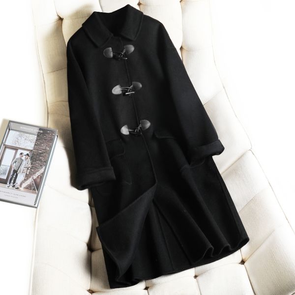 horn buckle loose mid-length wool overcoat korean version of the loose casual trend retro wild black coat autumn chic clothes
horn buckle loose mid-length wool overcoat korean version of the loose casual trend retro wild black coat autumn chic clothes