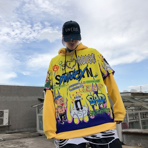 new fashion brand ipop street national sweater dance long sleeve couple hooded hip hop loose national tide fake two-piece sweater, Black
new fashion brand ipop street national sweater dance long sleeve couple hooded hip hop loose national tide fake two-piece sweater, Black