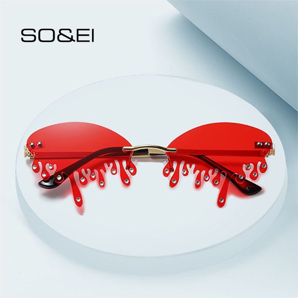 so&ei ins popular fashion unique tears shape women sunglasses luxury diamond rimless clear ocean lens female crystal sun glasses, White;black
so&ei ins popular fashion unique tears shape women sunglasses luxury diamond rimless clear ocean lens female crystal sun glasses, White;black