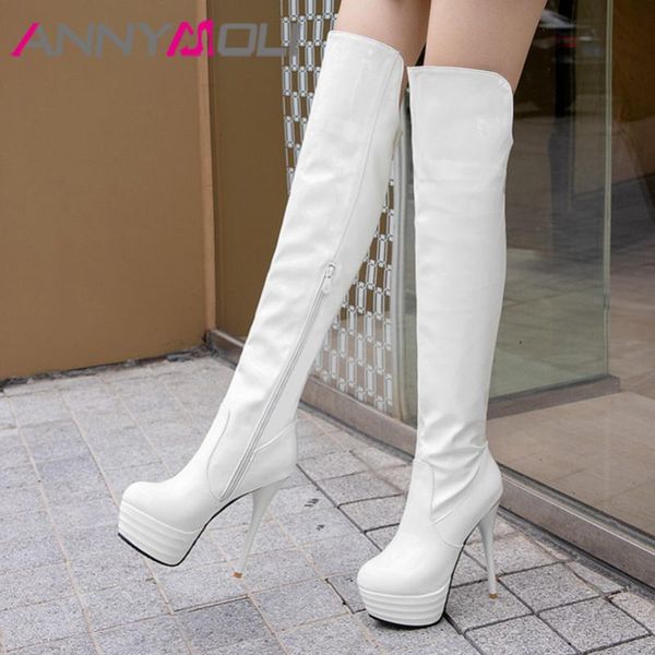 annymoli extreme high heel woman boots platform over the knee boots thin heel shoes zip long female autumn winter white 46, Black
annymoli extreme high heel woman boots platform over the knee boots thin heel shoes zip long female autumn winter white 46, Black