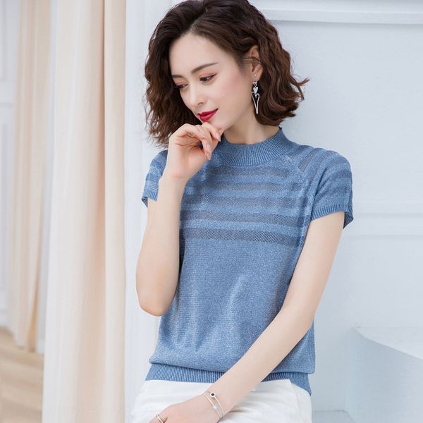 gw8s0 women's half-high collar short-sleeved t- for knitwear t-shirt knitted shirt middle-aged mothers summer new women's thin ice, White
gw8s0 women's half-high collar short-sleeved t- for knitwear t-shirt knitted shirt middle-aged mothers summer new women's thin ice, White