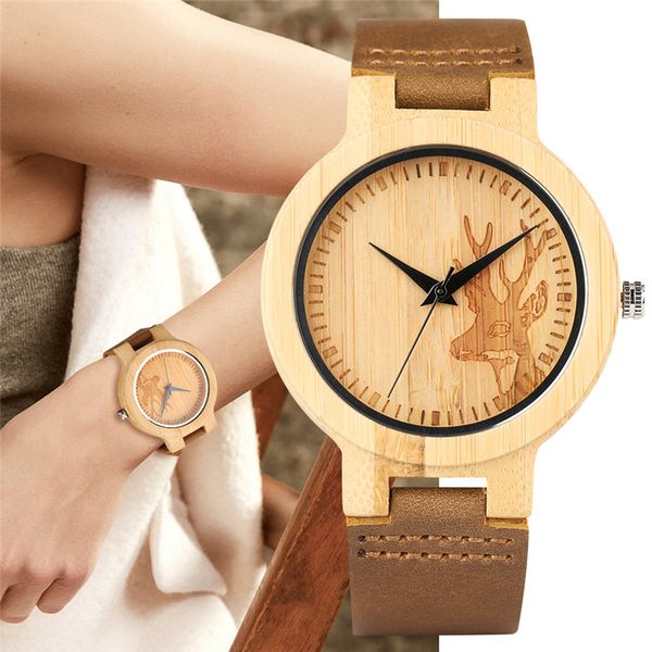 creative quartz wooden watch for men deer head pattern brown dial nature wood wristwatch durable deep brown leather band, Slivery;brown
creative quartz wooden watch for men deer head pattern brown dial nature wood wristwatch durable deep brown leather band, Slivery;brown