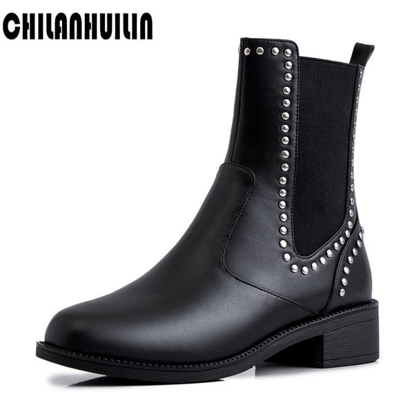 new punk style rivets woman ankle boots female autumn winter genuine leather cowboy boots square toe women high heel booties, Black
new punk style rivets woman ankle boots female autumn winter genuine leather cowboy boots square toe women high heel booties, Black
