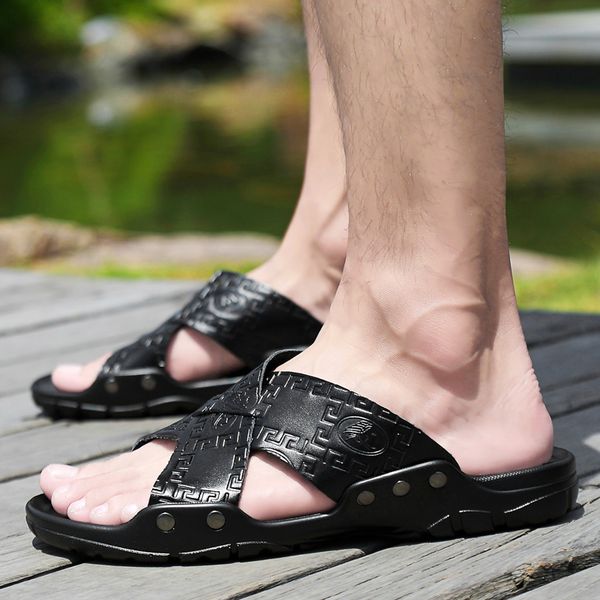 new men's two-layer leather sandals beach shoes casual walking men's shoes oversized lightweight flat, Black
new men's two-layer leather sandals beach shoes casual walking men's shoes oversized lightweight flat, Black