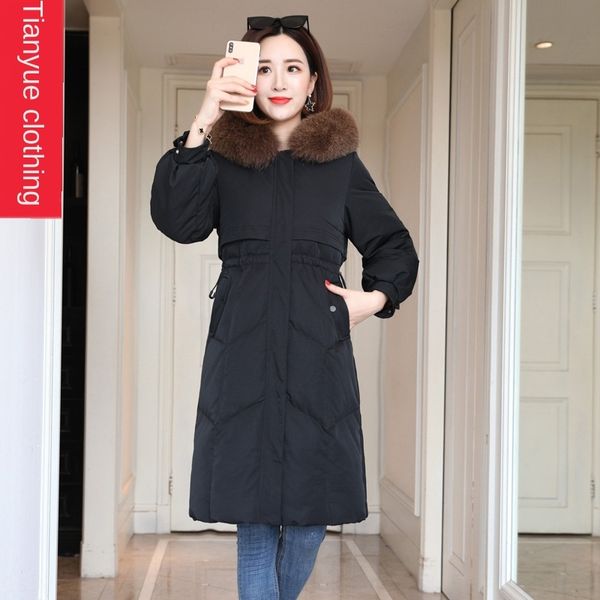 2020 winter new women's thickened slim waist mid-length down jacket down jacket korean style hooded real fur collar fashion, Black
2020 winter new women's thickened slim waist mid-length down jacket down jacket korean style hooded real fur collar fashion, Black