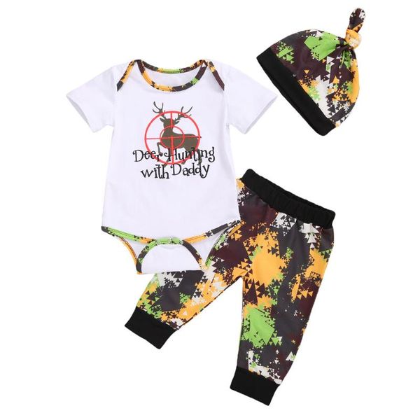2020 summer toddler baby boys outfit deer hunting with daddy print o-neck short sleeve camouflage pants + hat 0-2t clothing, White
2020 summer toddler baby boys outfit deer hunting with daddy print o-neck short sleeve camouflage pants + hat 0-2t clothing, White