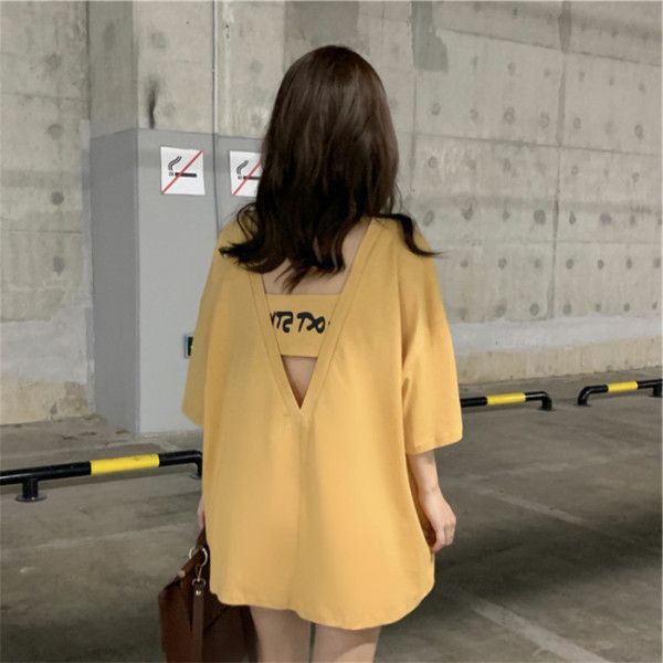 100% cotton summer loose backless mid-length ultra-fire short-sleeved t-shirt, White
100% cotton summer loose backless mid-length ultra-fire short-sleeved t-shirt, White