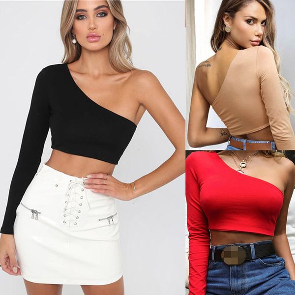 women single shoulder shirt casual long sleeves slash neck slim t-shirts 2019 fashion womens clothes
women single shoulder shirt casual long sleeves slash neck slim t-shirts 2019 fashion womens clothes