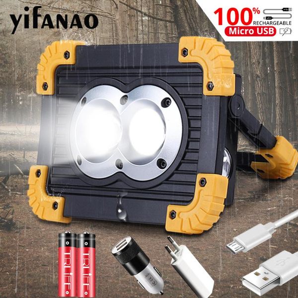 100w Dual Cob Camping Lamp Searchlight Portable Spotlight Lampe Lantern Usb Work Light 18650 Flash Floodlight Power Bank