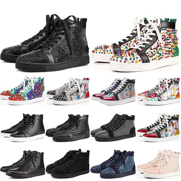 with box 2020 red bottom studded spikes flats shoes for men women glitter party lovers genuine leather casual rivet sneakers size 35-47, Black
with box 2020 red bottom studded spikes flats shoes for men women glitter party lovers genuine leather casual rivet sneakers size 35-47, Black