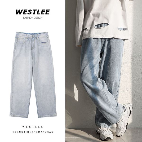 2020 new men's casual loose straight middle waist jeans neutral solid color trousers hombre male full length pants s-2xl, Blue
2020 new men's casual loose straight middle waist jeans neutral solid color trousers hombre male full length pants s-2xl, Blue