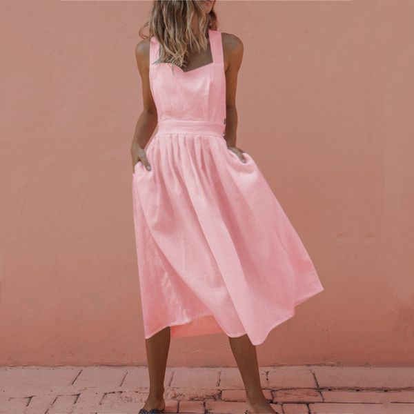 2019 summer straps women dress solid sleeveless maxi summer dress fashion bow loose long casual beach vestido female
2019 summer straps women dress solid sleeveless maxi summer dress fashion bow loose long casual beach vestido female