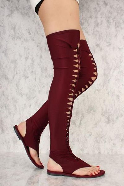 woman stretch cloth over the knee boots flat thong toe front cut out boots women slingback slip on thigh, Black
woman stretch cloth over the knee boots flat thong toe front cut out boots women slingback slip on thigh, Black