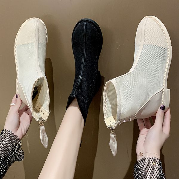 net gauze sandals female ins tide 2020 spring new net red short boots wild baotou thick heel zipper sandals women, Black
net gauze sandals female ins tide 2020 spring new net red short boots wild baotou thick heel zipper sandals women, Black