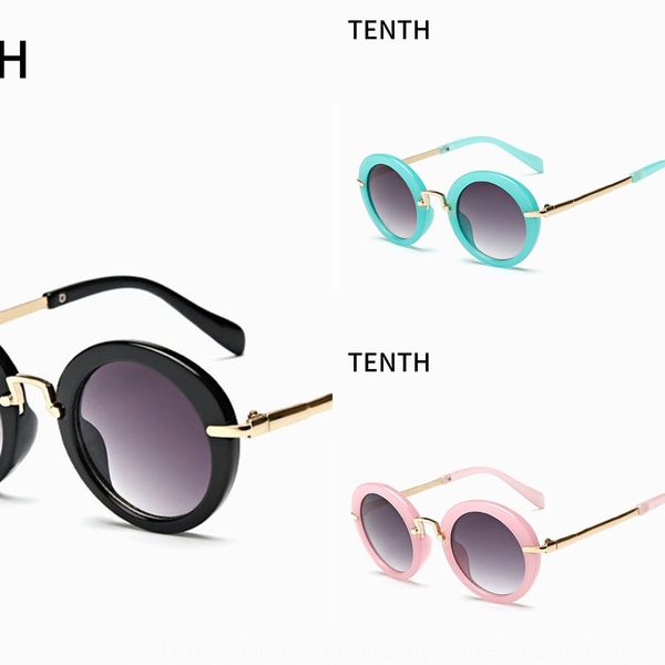 новые милые круглой детского вс модно металлические очки солнцезащитных очков для мальчиков и девочек корейских круглых каркасных солнцезащи, Blue