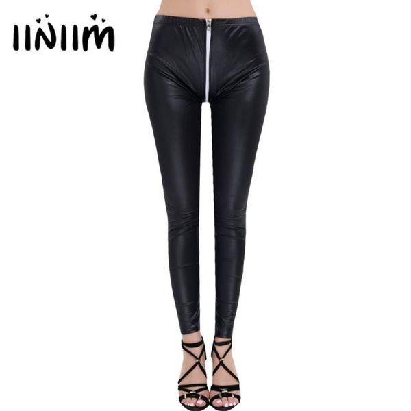 iiniim women faux leather zippered open crotch breathable fabric soft ankle length pants stretchy leggings fashion pants, Black;white
iiniim women faux leather zippered open crotch breathable fabric soft ankle length pants stretchy leggings fashion pants, Black;white