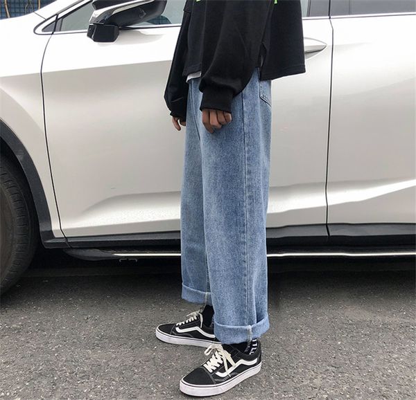 new men's wide leg jeans denim trousers casual loose male straight pants solid color hip hop trousers streetwear plus size, Blue
new men's wide leg jeans denim trousers casual loose male straight pants solid color hip hop trousers streetwear plus size, Blue