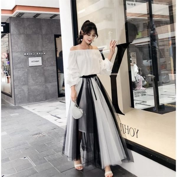 summer new mesh patchwork long skirts black white panelled a lined women skirts high waist fashion skirts
summer new mesh patchwork long skirts black white panelled a lined women skirts high waist fashion skirts