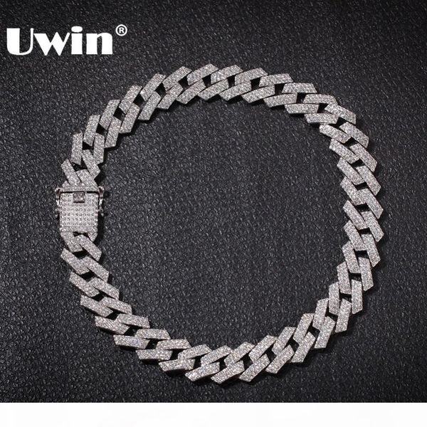 uwin 20mm prong cuban link chains necklace fashion hiphop jewelry 3 row rhinestones iced out necklaces for men mx190730, Silver 
uwin 20mm prong cuban link chains necklace fashion hiphop jewelry 3 row rhinestones iced out necklaces for men mx190730, Silver