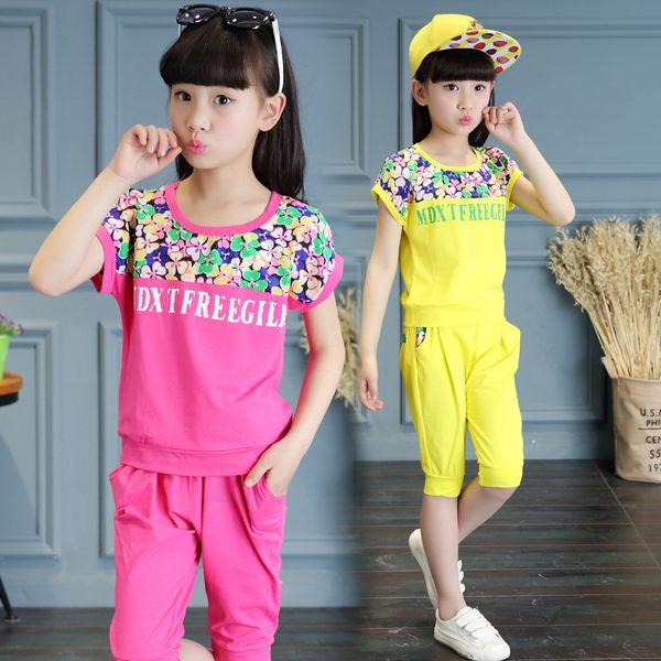 clothing sets summer girls floral letter children short sleeve t-shirt + pants sport suits 4 6 8 10 12 years clothes, White
clothing sets summer girls floral letter children short sleeve t-shirt + pants sport suits 4 6 8 10 12 years clothes, White