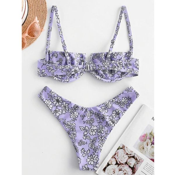 high cut bikini 2020 women purple floral print underwire swimsuit brazilian summer bathers bathing suit thong micro swimwear, White;black
high cut bikini 2020 women purple floral print underwire swimsuit brazilian summer bathers bathing suit thong micro swimwear, White;black