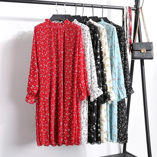 women print pleated chiffon dress 2020 spring autumn new fashion female casual flare sleeve lotus leaf neck basic dresses, Black;gray
women print pleated chiffon dress 2020 spring autumn new fashion female casual flare sleeve lotus leaf neck basic dresses, Black;gray