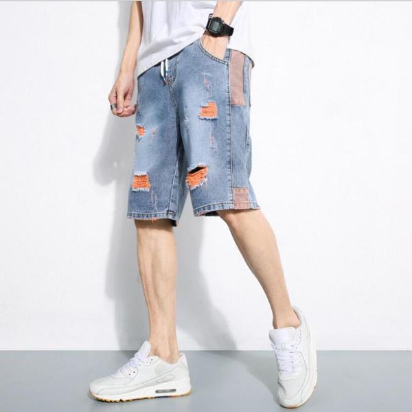 good quality men blue denim shorts jeans holes jean shorts new fashion men straight knee length casual jean elastic waist
good quality men blue denim shorts jeans holes jean shorts new fashion men straight knee length casual jean elastic waist