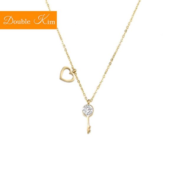 love heart key zircon pendant necklace titanium stainless steel gold chain necklace inlaid zircon fashion trendy women jewelry, Silver
love heart key zircon pendant necklace titanium stainless steel gold chain necklace inlaid zircon fashion trendy women jewelry, Silver