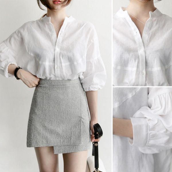 bhut6 2019 shirtwhite shirtkorean style lantern sleeve white shirt women's stand collar seven-quarter sleeve shirt casual loose all-mat
bhut6 2019 shirtwhite shirtkorean style lantern sleeve white shirt women's stand collar seven-quarter sleeve shirt casual loose all-mat