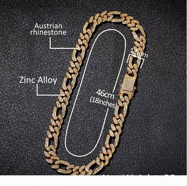 13mm 18k gold plating iced out 3:1 figaro ip chain necklace hip hop bling bling jewelry trendy fashion whosales, Silver
13mm 18k gold plating iced out 3:1 figaro ip chain necklace hip hop bling bling jewelry trendy fashion whosales, Silver
