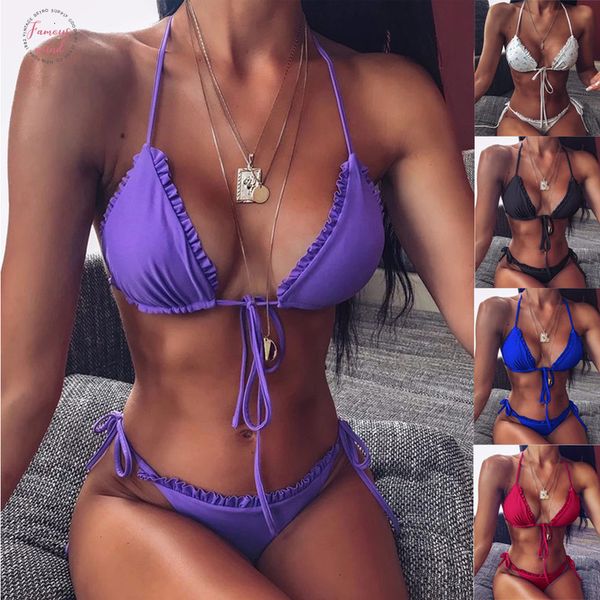 ruffles bikini set women bandage push up padded thong biquini women bathing suit halter style beach swimming wear, White;black
ruffles bikini set women bandage push up padded thong biquini women bathing suit halter style beach swimming wear, White;black
