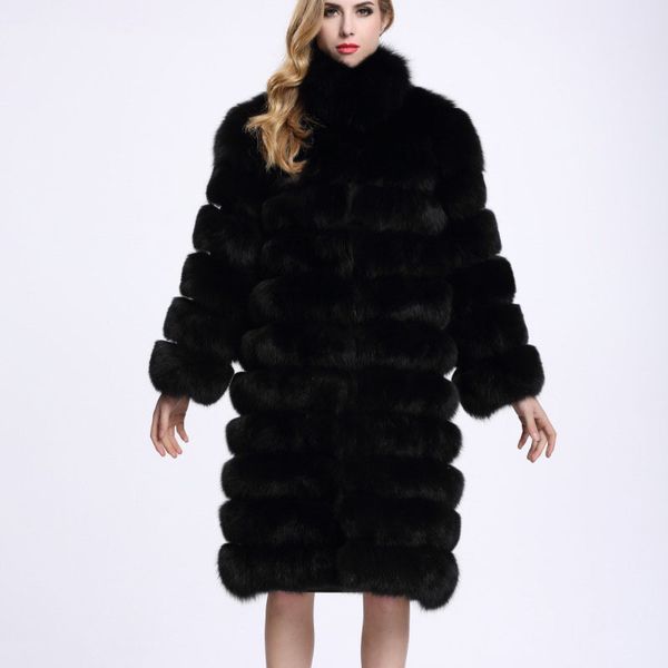 women's fur & faux european and american coat imitation winter stand-up collar warmth high-end temperament whole leather, Black
women's fur & faux european and american coat imitation winter stand-up collar warmth high-end temperament whole leather, Black