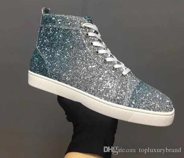 men casual shoes high red bottoms sneakers glittler blue sliver luxury man women, Black
men casual shoes high red bottoms sneakers glittler blue sliver luxury man women, Black