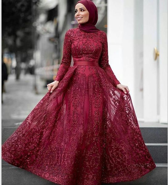 muslim evening dresses for women party lace appliqued a line long sleeves prom dress sweep train long formal party gowns, Black;red
muslim evening dresses for women party lace appliqued a line long sleeves prom dress sweep train long formal party gowns, Black;red