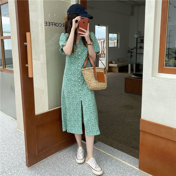 2020 long skirt korean style v-neck elegant split french floral dress long dress, Black;gray
2020 long skirt korean style v-neck elegant split french floral dress long dress, Black;gray