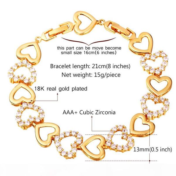 women's cubic zirconia bracelet platinum 18k gold plated fashion jewelry romantic lover gift heart charm bracelet, Golden;silver
women's cubic zirconia bracelet platinum 18k gold plated fashion jewelry romantic lover gift heart charm bracelet, Golden;silver