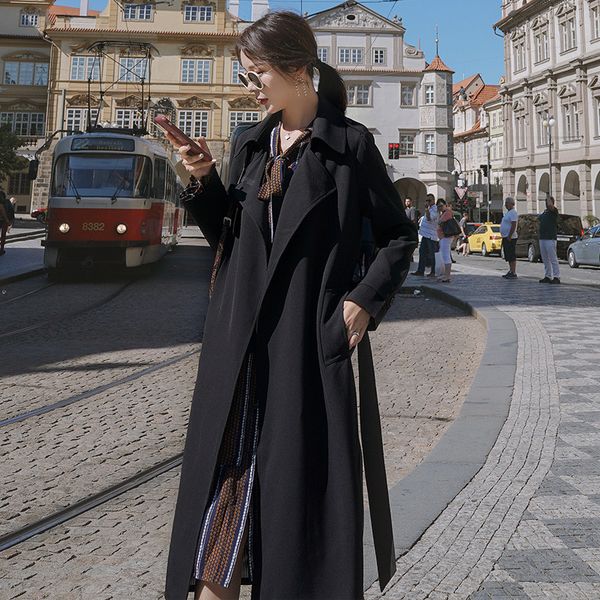 women's trench coats fashion black suit collar long coat female 2021 spring autumn temperament double-breasted windbreaker for women m5, Tan;black
women's trench coats fashion black suit collar long coat female 2021 spring autumn temperament double-breasted windbreaker for women m5, Tan;black
