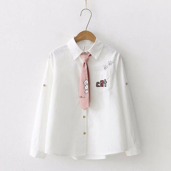 japan style blouse women embroidery letter cat pocket cotton shirt cute tie spring autumn 2020 long sleeve blusas, White
japan style blouse women embroidery letter cat pocket cotton shirt cute tie spring autumn 2020 long sleeve blusas, White