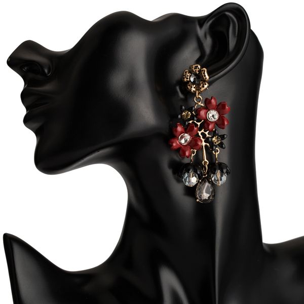 exaggerated acrylic diamond flower multi-layer earrings female earrings bohemian earrings, Golden 
exaggerated acrylic diamond flower multi-layer earrings female earrings bohemian earrings, Golden