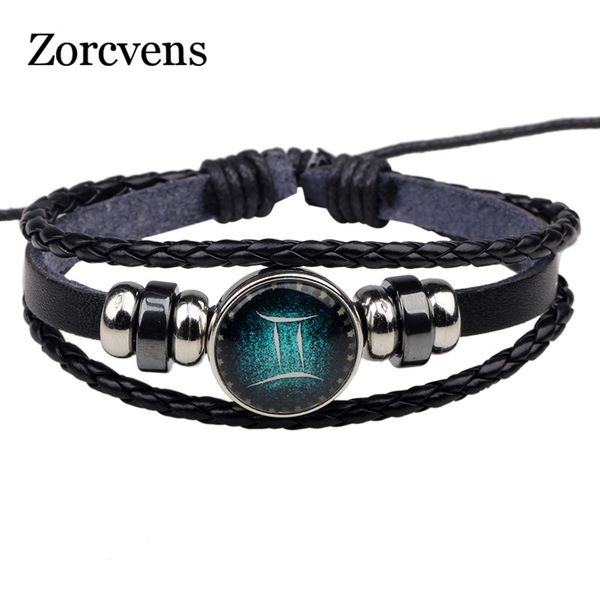 zorcvens black leather 12 constellation zodiac sign with beads zodiac leather bracelet 
zorcvens black leather 12 constellation zodiac sign with beads zodiac leather bracelet